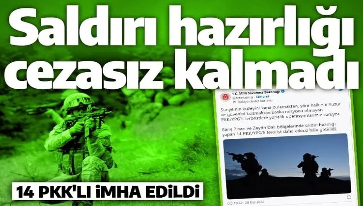 Son dakika: PKK'lı teröristlere yönelik operasyonlar devam ediyor! 14 terörist imha edildi