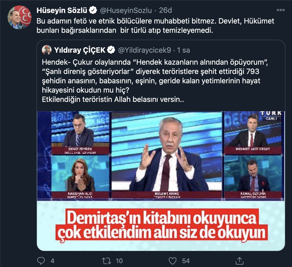 Bülent Arınç'ın Demirtaş sözleri MHP'yi çıldırttı, Ak Parti tabanında da büyük tepki: GÖREVDEN ALINSIN!