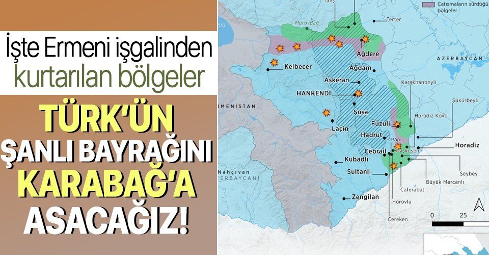 Azerbaycan’ın Ermenistan işgali altındaki topraklarını kurtarma operasyonu sürüyor! İşte işgalden kurtarılan yerleşim yerleri
