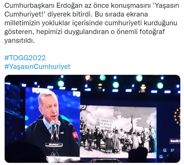 Erdoğan: Yaşasın Cumhuriyet!