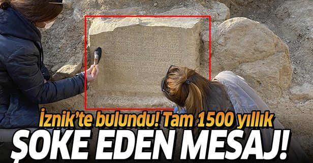 İznik'te Roma dönemine ait mezar taşı keşfedildi! Mezar taşı üzerinde dikkat çeken yazı