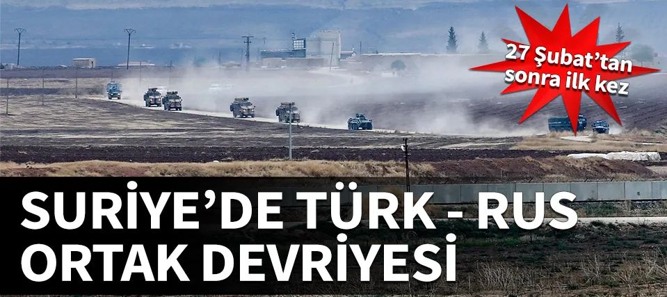 Suriye'de Türk  Rus ortak devriyesi