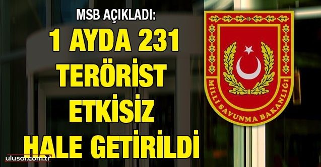 MSB açıkladı: 1 ayda 231 terörist etkisiz hale getirildi