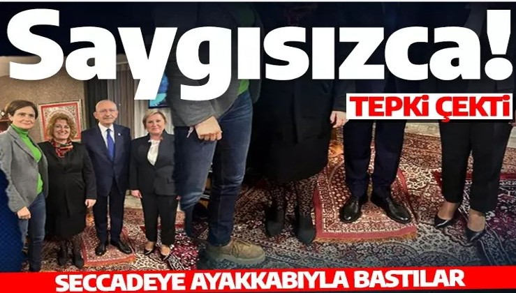 Kılıçdaroğlu'ndan saygısız poz: Seccadeye ayakkabılarıyla bastı!