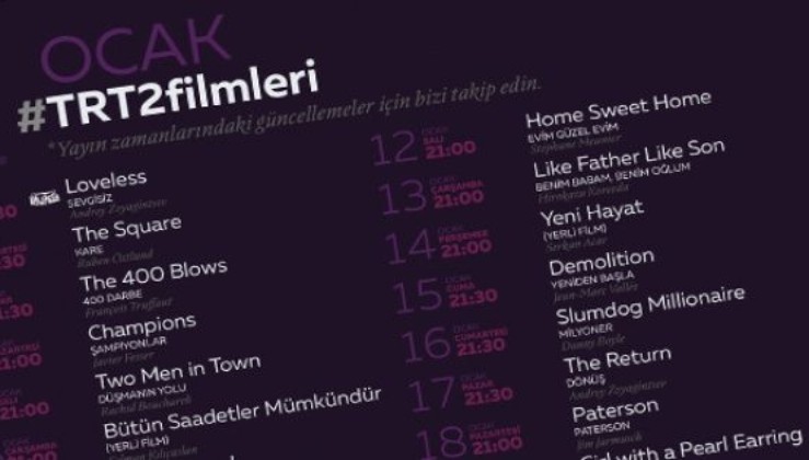 En kaliteli filmleri ücretsiz izleme olanağı: TRT 2'de ocak ayında gösterilecek filmler