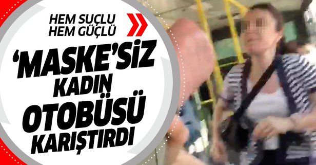 İzmit'te otobüste maske takmayan kadın kendini uyaranlara saldırdı!