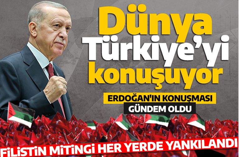 Dünya Türkiye'yi konuşuyor! Büyük Filistin mitingi dünya basınını ayağa kaldırdı! Erdoğan'ın sözleri her yerde yankılandı