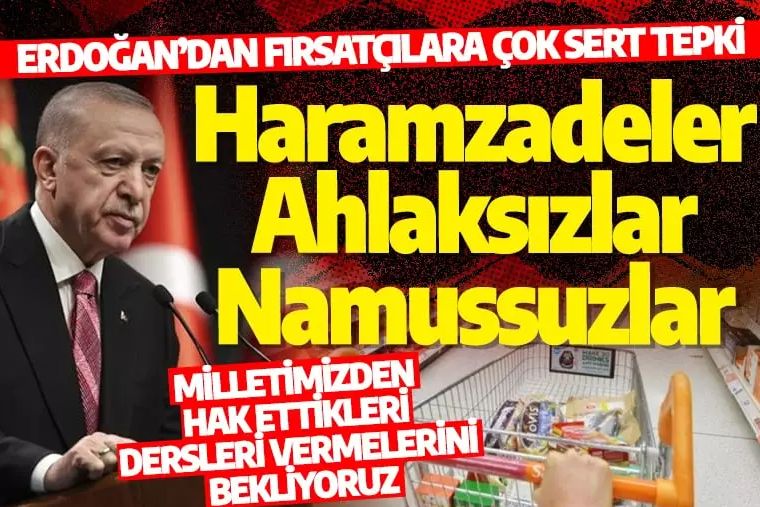 Cumhurbaşkanı Erdoğan'dan fırsatçılara çok sert tepki: Haramzadelerdir, namussuzlardır, ahlaksızlardır