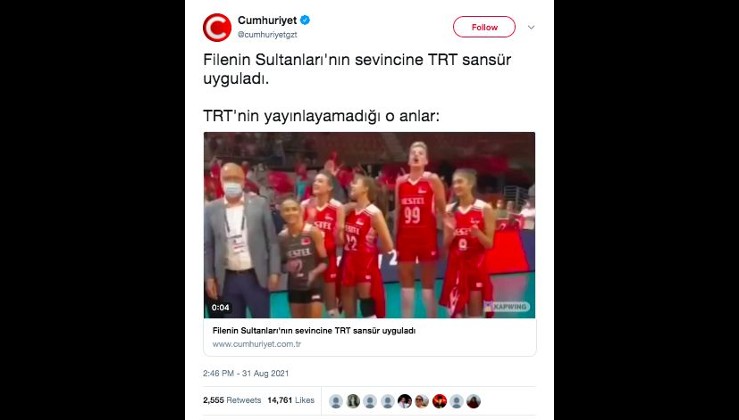 TRT'nin kadın milli voleybol maçı sonrası İzmir Marşı’nı kestiği iddiası