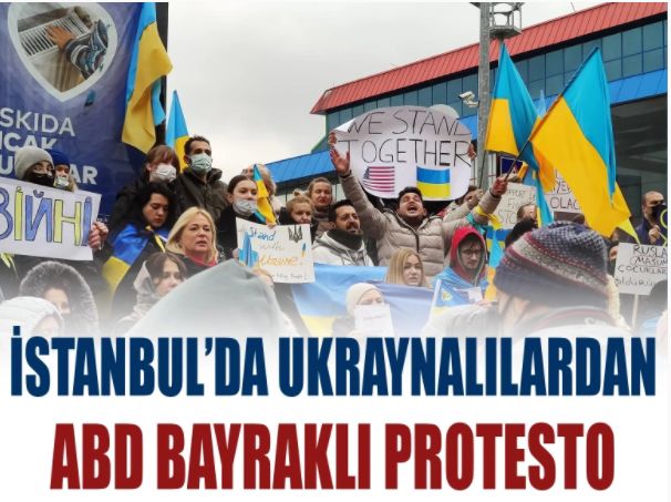 İstanbul'da Ukraynalılardan ABD bayraklı protesto