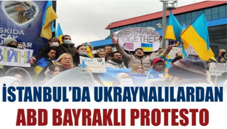 İstanbul'da Ukraynalılardan ABD bayraklı protesto
