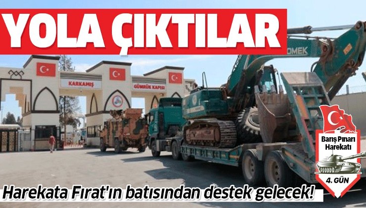 Barış Pınarı Harekatı'na Fırat'ın batısından destek gelecek! İş makineleri köprü kurmak için yola çıktı.