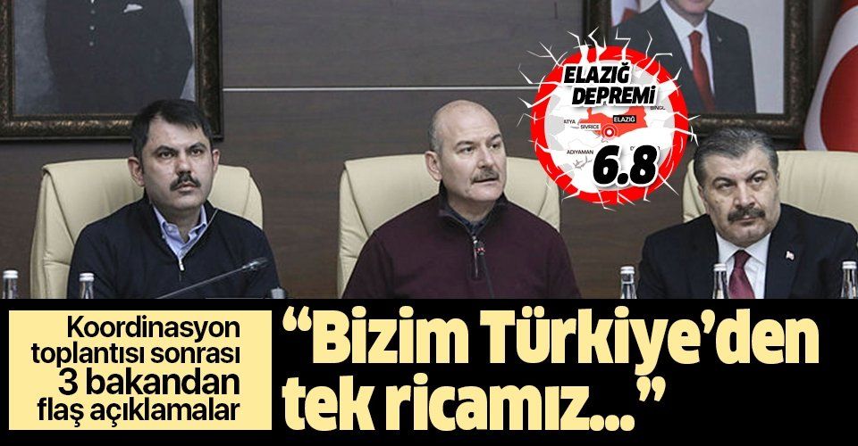 Son dakika: Bakan Süleyman Soylu, Fahrettin Koca ve Murat Kurum'dan flaş Elazığ depremi açıklaması.