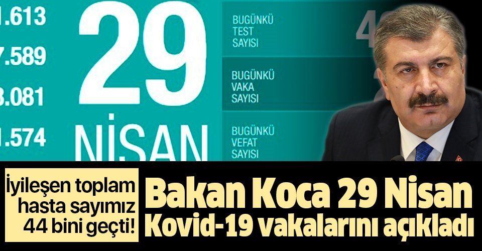 Son dakika: Bakan Koca 29 Nisan Kovid19 vaka sayılarını açıkladı: