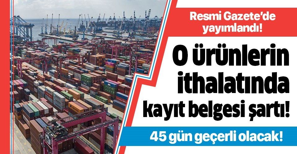 Ticaret Bakanlığı'nın ithalat düzenlemeleri Resmi Gazete'de yayımlandı!