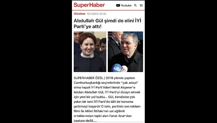 Abdullah Gül şimdi de elini İYİ Parti'ye attı!