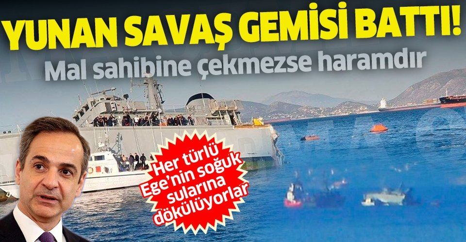 SON DAKİKA: Ege'de Yunan'a şok: Savaş gemileri canlı yayında sulara gömüldü