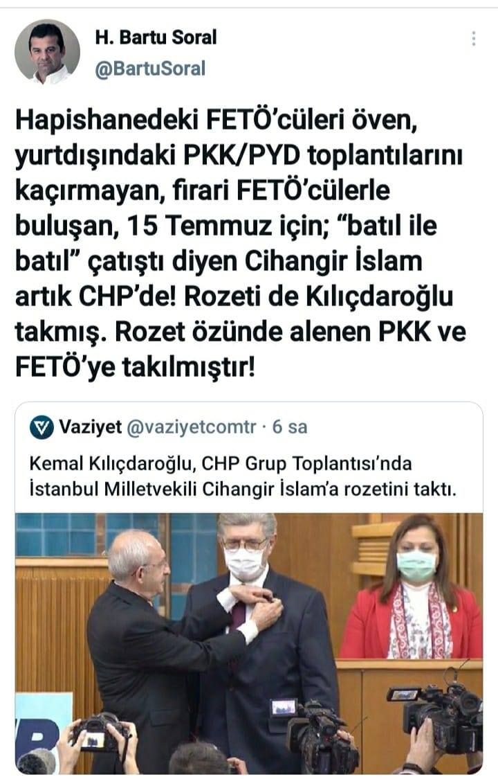 Nedim Şener: Cihangir İslam CHP'ye katılmadı, CHP Cihangir İslam’a katıldı!!! Çünkü değişen Cihangir İslam değil, CHP....