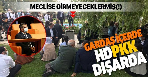 HDP'liler yeni yasama yılı açılış törenine katılmayıp TBMM bahçesinde eylem yaptı