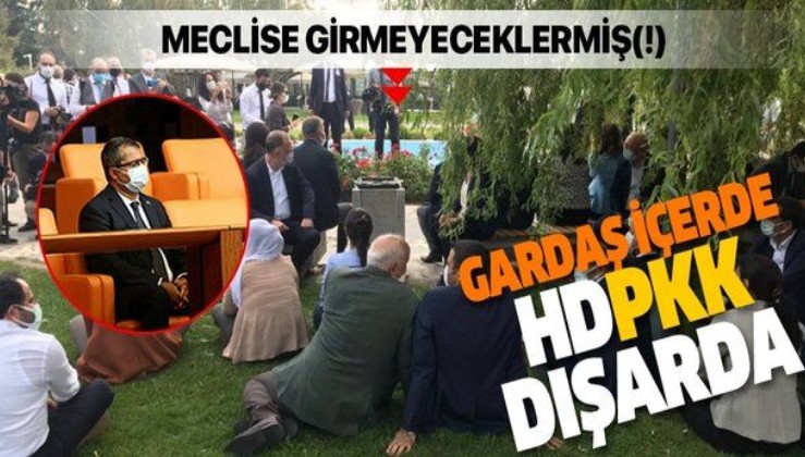 HDP'liler yeni yasama yılı açılış törenine katılmayıp TBMM bahçesinde eylem yaptı