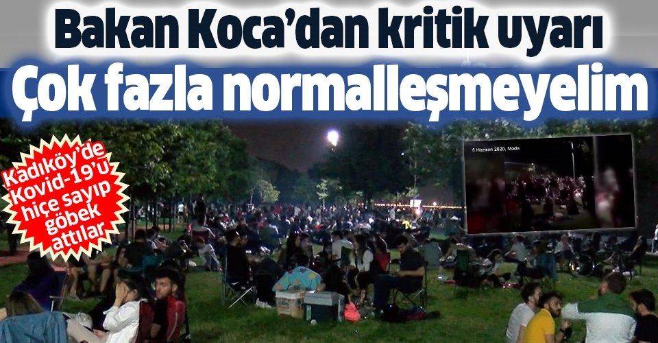 Kadıköy'de Kovid19'u hiçe saydılar sahilde göbek atıp eğlendiler! Bakan Koca uyardı: Çok fazla normalleşmeyelim
