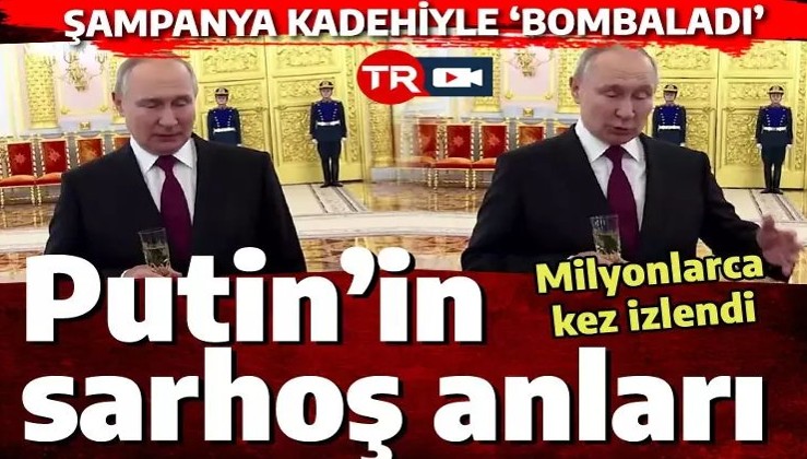 Putin'in sarhoş anları sosyal medyayı salladı: Şampanya kadehiyle bombardımanı anlattı