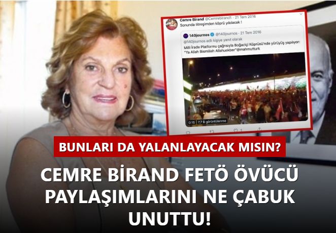 X'te hesabı engellenen Cemre Birand FETÖ övücü paylaşımlarını ne çabuk unuttu!