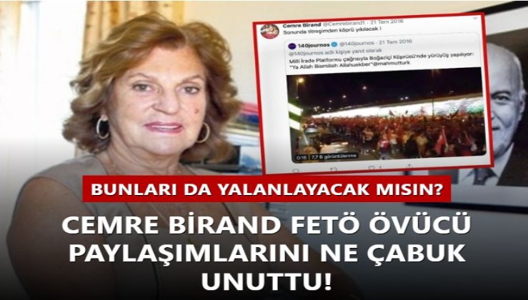 X'te hesabı engellenen Cemre Birand FETÖ övücü paylaşımlarını ne çabuk unuttu!