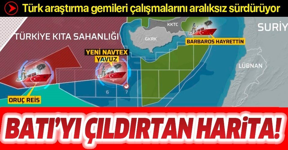 Akdeniz'de Batı'yı çıldırtan harita! Türk araştırma gemileri çalışmalarını aralıksız sürdürüyor
