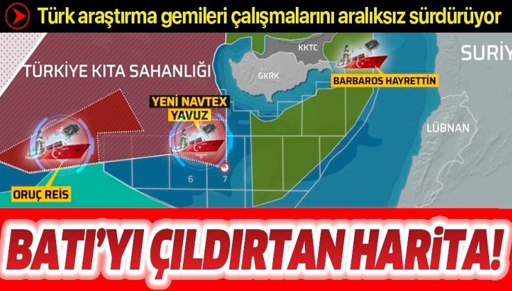 Akdeniz'de Batı'yı çıldırtan harita! Türk araştırma gemileri çalışmalarını aralıksız sürdürüyor