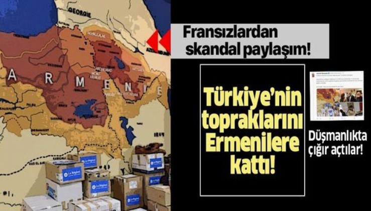 Fransız başkandan skandal paylaşım! Türkiye'nin doğusu, Batı Ermenistan olarak gösterildi...