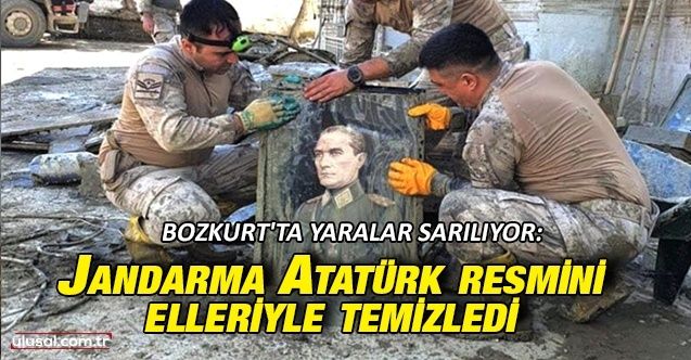 Bozkurt'ta yaralar sarılıyor: Jandarma Atatürk resmini elleriyle temizledi