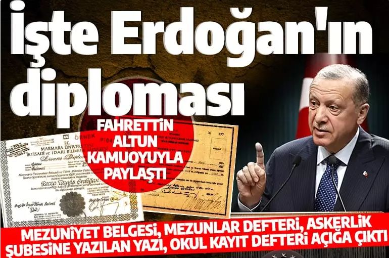 Fahrettin Altun kamuoyuyla paylaştı: İşte Erdoğan'ın belgeli kayıtlı diploması