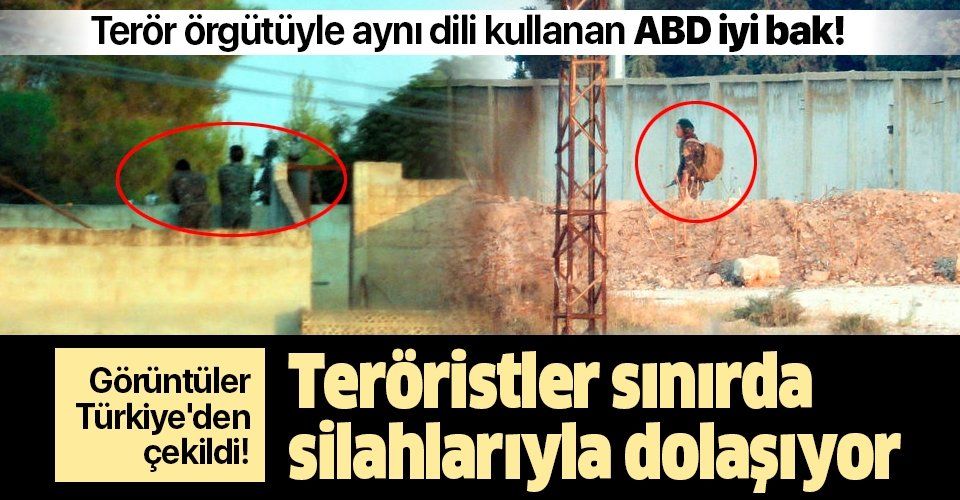 Görüntüler Türkiye'den çekildi! Teröristler sınırda silahlarıyla dolaşıyor.