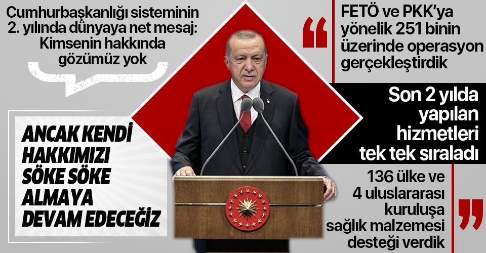 Erdoğan'dan Cumhurbaşkanlığı Hükümet Kabinesi İki Yıllık Değerlendirme Toplantısı'nda önemli açıklamalar