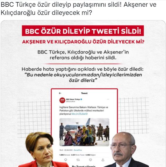 BBC Türkçe özür dileyip paylaşımını sildi! Akşener ve Kılıçdaroğlu özür dileyecek mi?