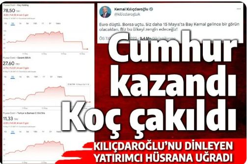 Cumhur kazandı, Koç Holding hisseleri çakıldı: İşte Borsa İstanbul'da en çok değer kaybeden şirketler