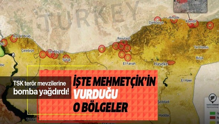 TSK'nın Barış Pınarı Harekatı kapsamında vurduğu yerler! İşte harita üzerinde son durum....