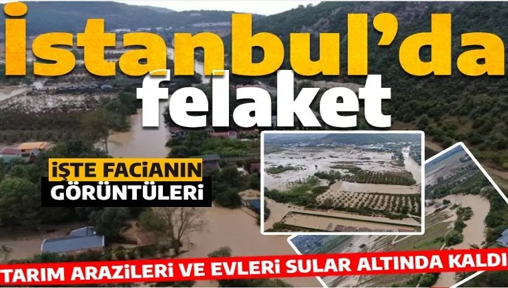 İstanbul'da görenler şaşkına döndü! Tarım arazileri ve evler sular altında kaldı!
