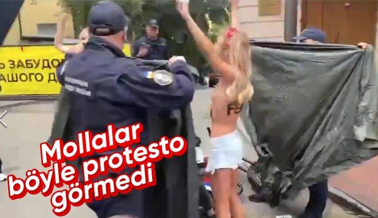 Ukrayna'da İran'a çıplak protesto