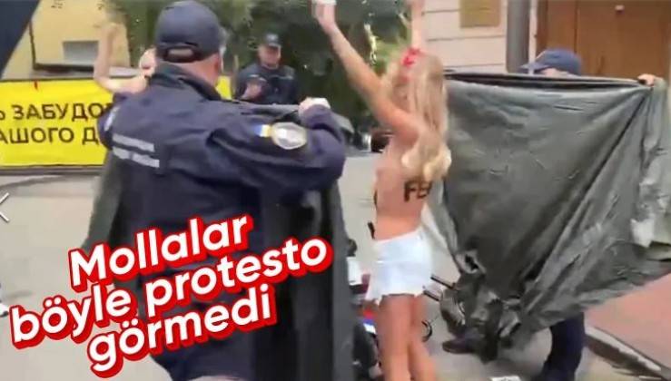 Ukrayna'da İran'a çıplak protesto