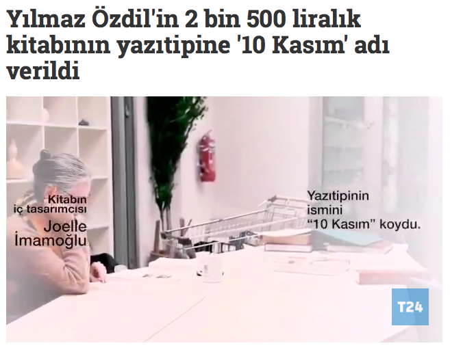 Özdil’in ‘Mustafa Kemal’ kitabının özel serisinde kullanılan yazıtipine ’10 Kasım’ adının verildiği iddiası