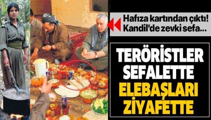 SON DAKİKA: PKK'lı teröristler sefalette Kandil'deki elebaşları ziyafette