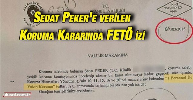Sedat Peker'e "DHKPC tehdidi" bahanesiyle verilen koruma kararında FETÖ izi