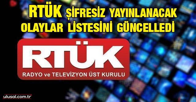 RTÜK'ten spor müsabakaları için şifresiz yayın kararı