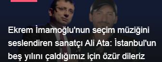 Ekrem İmamoğlu'nun seçim müziğini seslendiren sanatçı Ali Ata: İstanbul'un beş yılını çaldığımız için özür dileriz