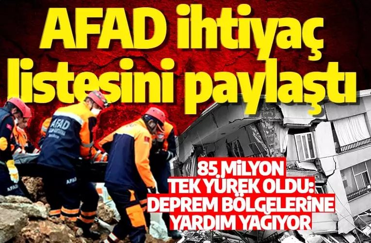 AFAD öncelikli ihtiyaç listesi nedir? AFAD öncelikli ihtiyaç listesinde neler var?