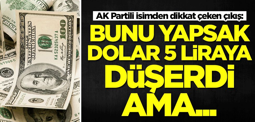AK Partili isimden dolar çıkışı: Bunu yapsak dolar 5 liraya düşerdi ama...