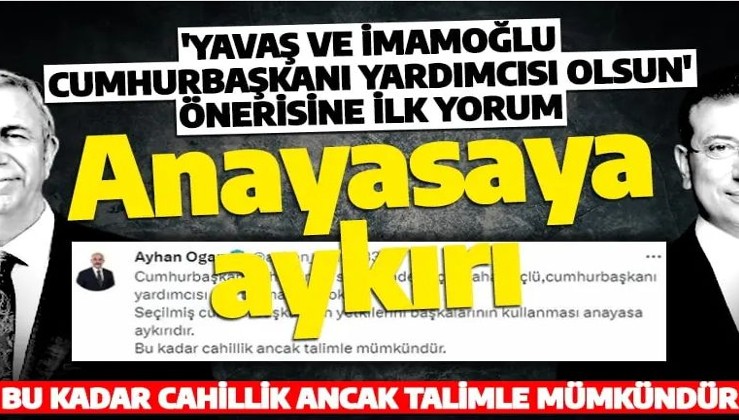 Cumhurbaşkanı Danışmanı Ayhan Oğan'dan İYİ Parti'nin Yavaş ve İmamoğlu formülüne tepki! 'Böyle bir makam yok'