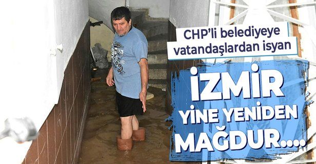 İzmir'de yağış sonrası evleri su bastı!